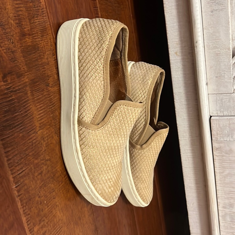 Gently used Size 6.5 leather rose gold sofft slip ons